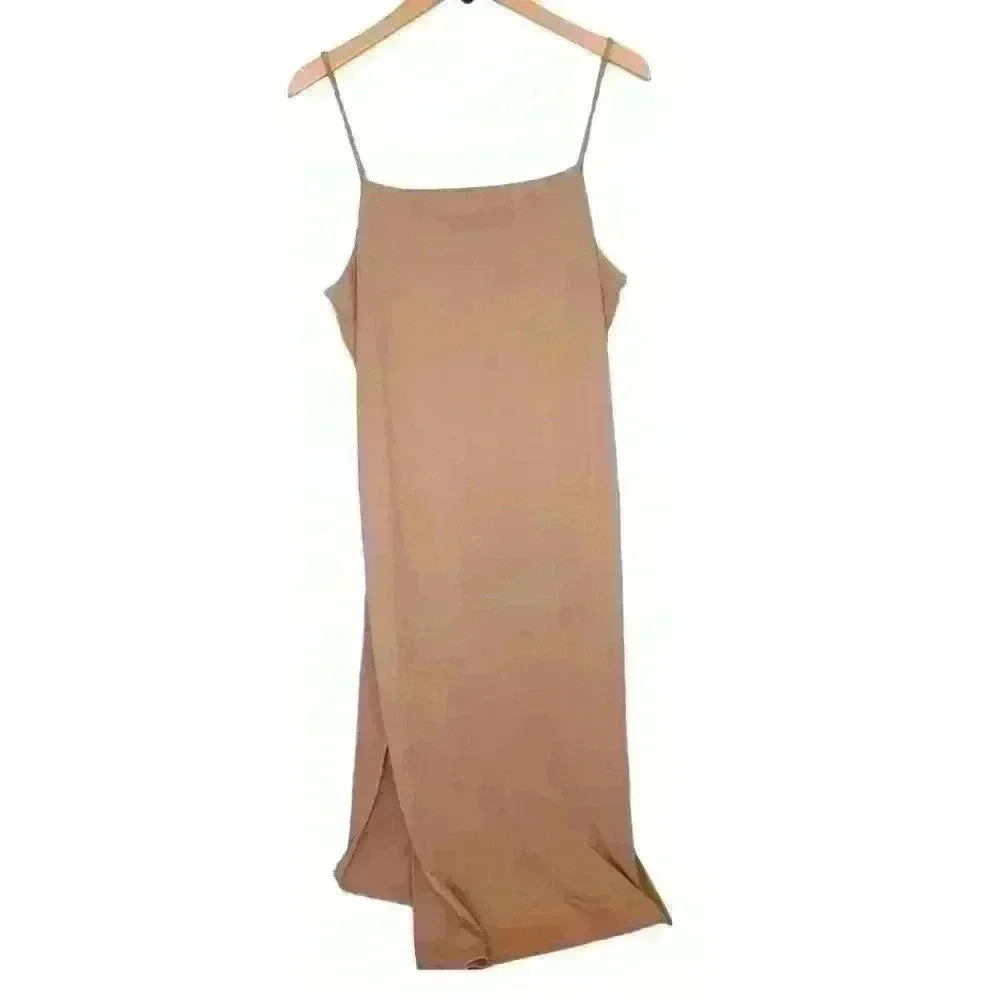 H&M Long Strap Dress with Slit Tan Nude